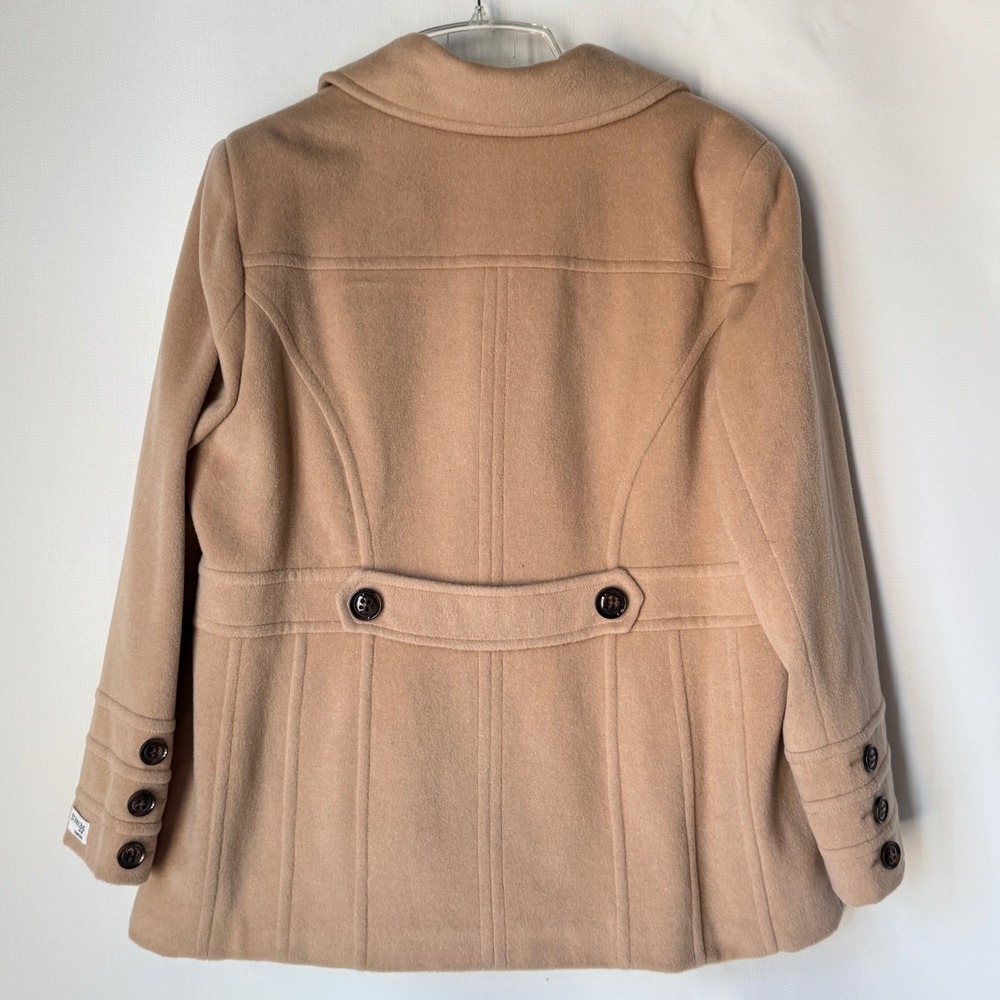 Cashmere Wool Womens Camel Pea Coat Size 1X Quiet Luxury Money Chic St Johns Bay - Picture 2 of 14